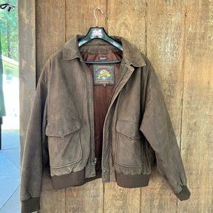 Wilson leather brand brown bomber jacket